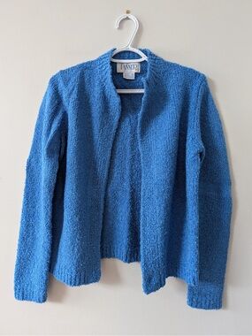 Tanner Blue Open Front Cardigan Wool Blend Size Medium